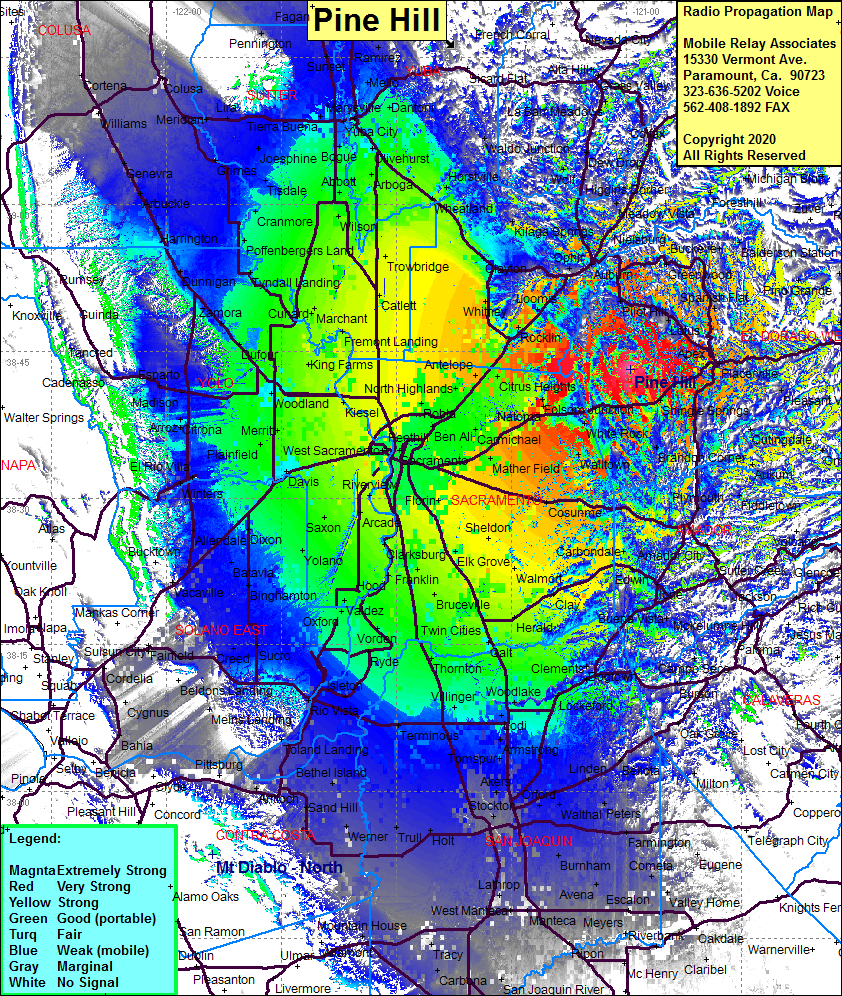 heat map radio coverage Pine Hill